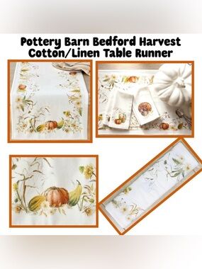 Pottery Barn Bedford Harvest Cotton/Linen Table Runner